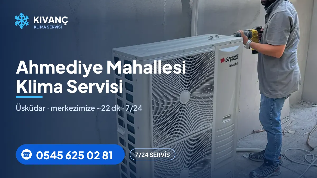 Ahmediye klima servisi görseli — Kıvanç Klima saha fotoğrafı ve 0545 625 02 81 telefon numarası