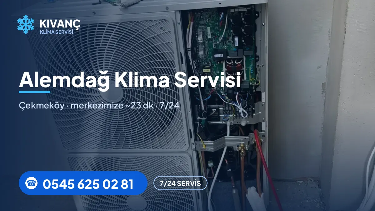 Alemdağ klima servisi görseli — Kıvanç Klima saha fotoğrafı ve 0545 625 02 81 telefon numarası