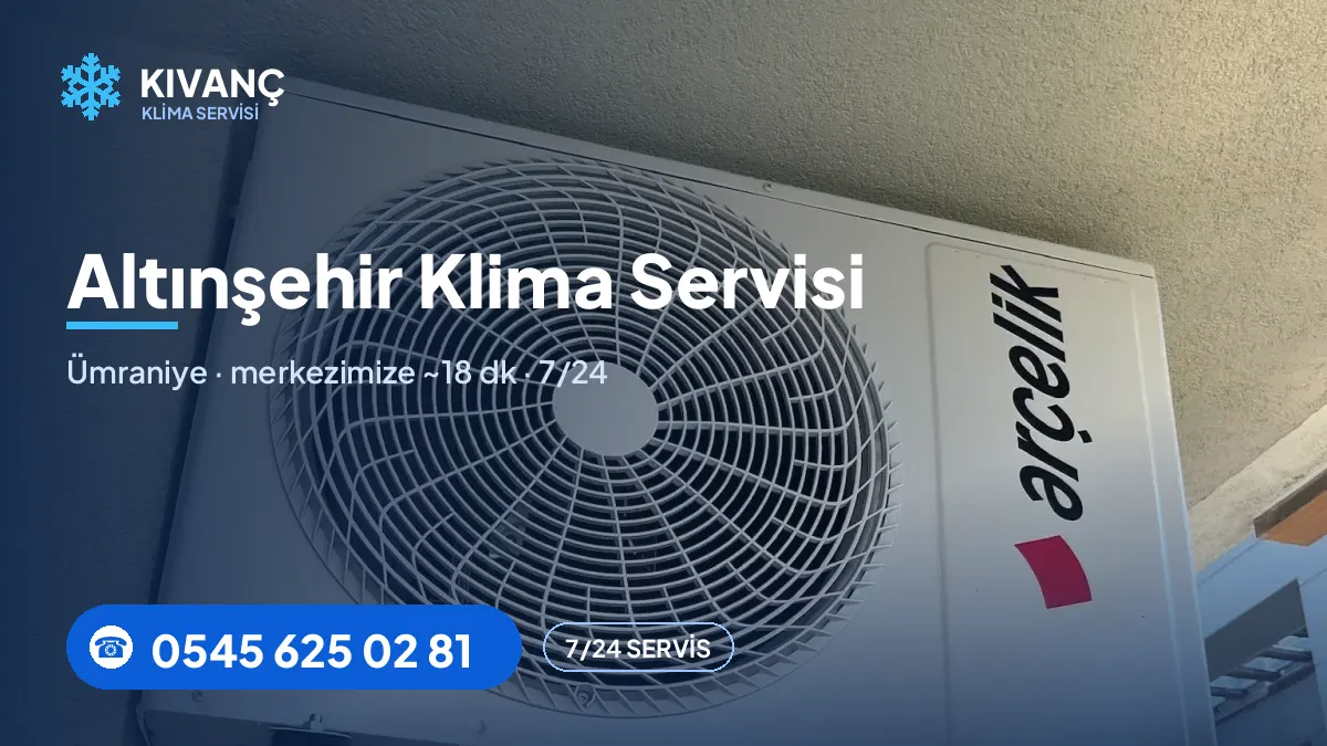 Altınşehir klima servisi görseli — Kıvanç Klima saha fotoğrafı ve 0545 625 02 81 telefon numarası