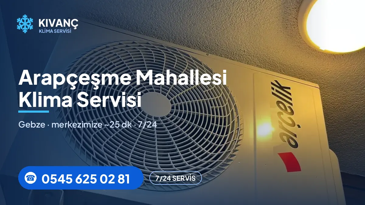 Arapçeşme klima servisi görseli — Kıvanç Klima saha fotoğrafı ve 0545 625 02 81 telefon numarası