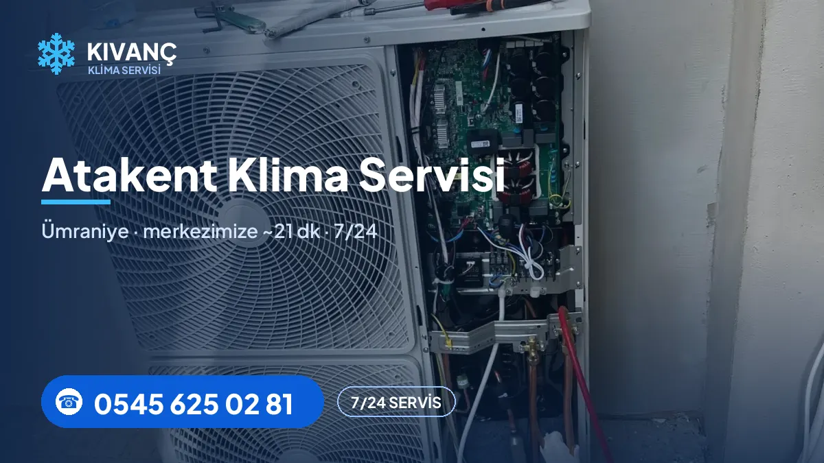 Atakent klima servisi görseli — Kıvanç Klima saha fotoğrafı ve 0545 625 02 81 telefon numarası