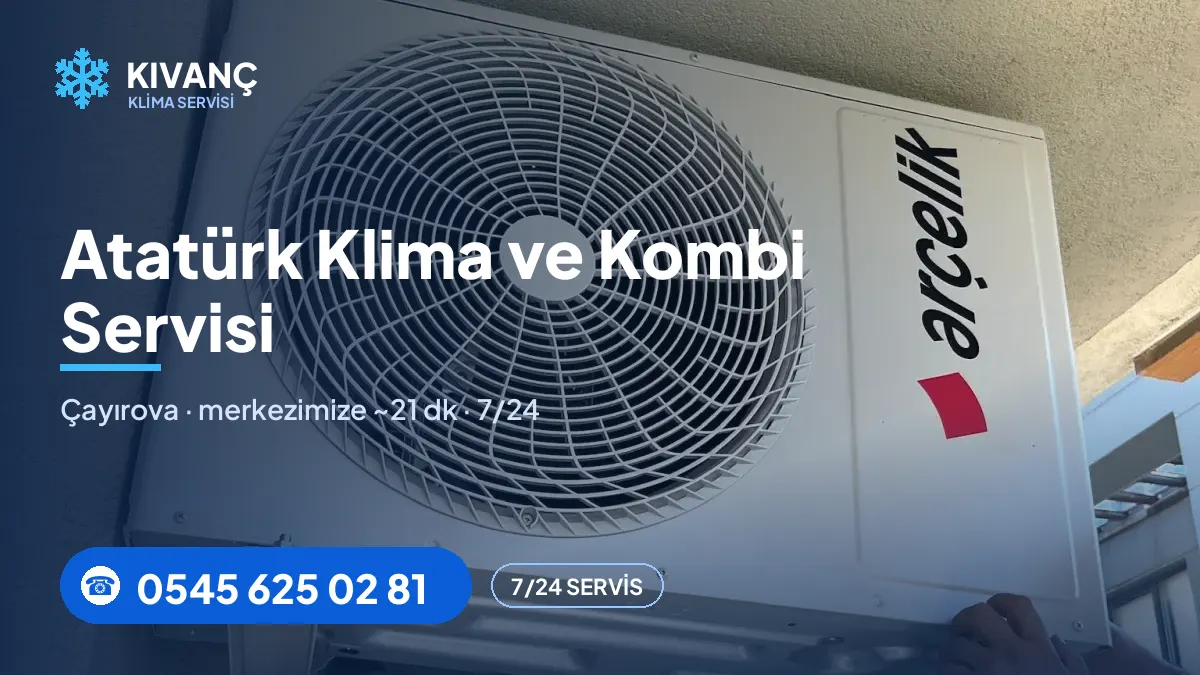 Atatürk klima servisi görseli — Kıvanç Klima saha fotoğrafı ve 0545 625 02 81 telefon numarası