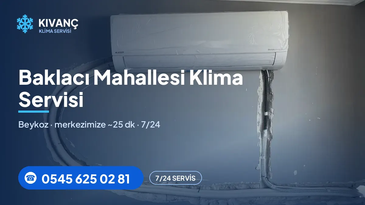 Baklacı klima servisi görseli — Kıvanç Klima saha fotoğrafı ve 0545 625 02 81 telefon numarası