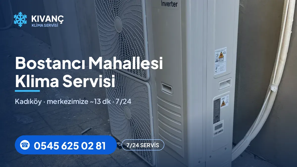 Bostancı klima servisi görseli — Kıvanç Klima saha fotoğrafı ve 0545 625 02 81 telefon numarası