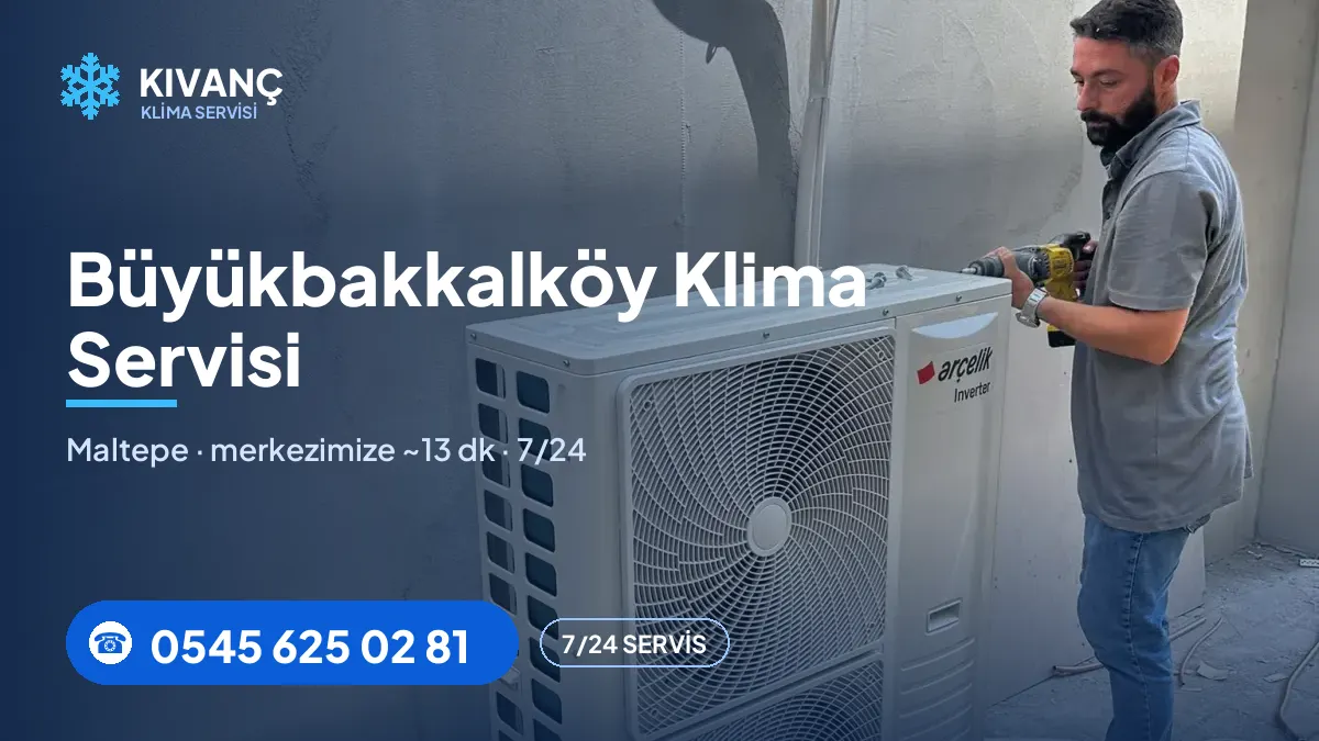 Büyükbakkalköy klima servisi görseli — Kıvanç Klima saha fotoğrafı ve 0545 625 02 81 telefon numarası