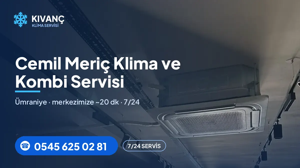 Cemil Meriç klima servisi görseli — Kıvanç Klima saha fotoğrafı ve 0545 625 02 81 telefon numarası