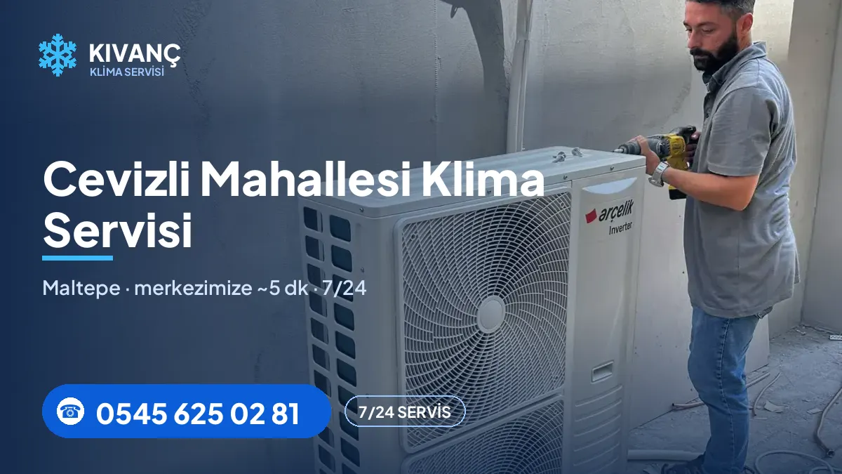 Cevizli klima servisi görseli — Kıvanç Klima saha fotoğrafı ve 0545 625 02 81 telefon numarası
