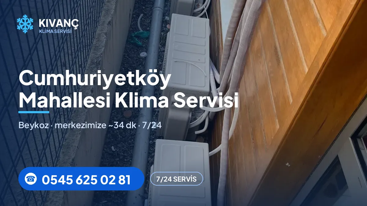Cumhuriyetköy klima servisi görseli — Kıvanç Klima saha fotoğrafı ve 0545 625 02 81 telefon numarası