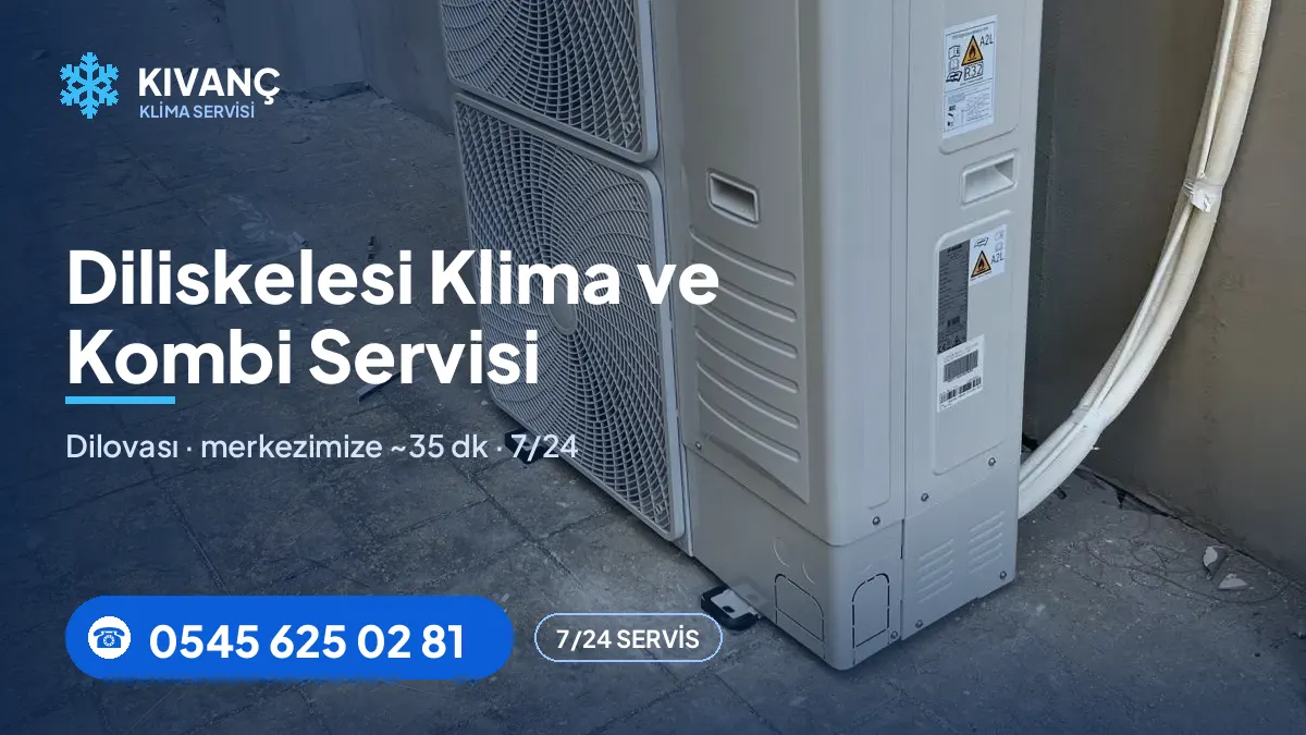Diliskelesi klima servisi görseli — Kıvanç Klima saha fotoğrafı ve 0545 625 02 81 telefon numarası