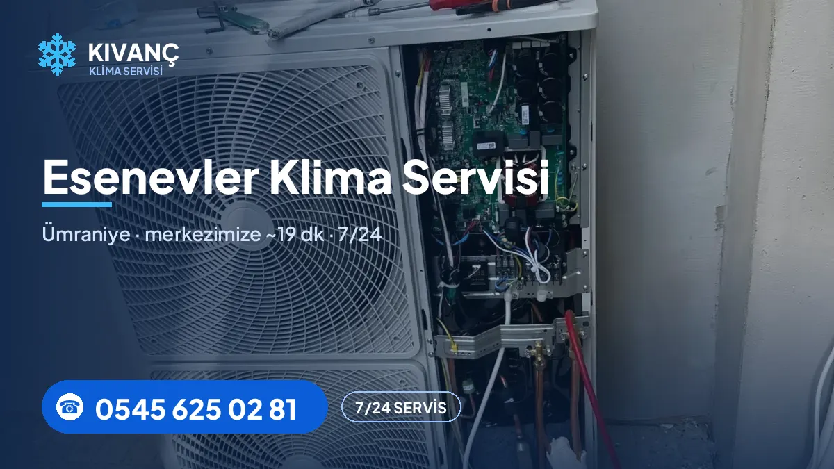 Esenevler klima servisi görseli — Kıvanç Klima saha fotoğrafı ve 0545 625 02 81 telefon numarası