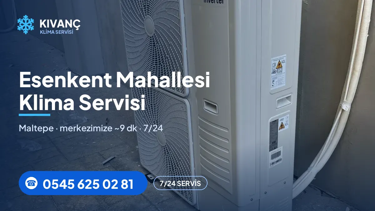 Esenkent klima servisi görseli — Kıvanç Klima saha fotoğrafı ve 0545 625 02 81 telefon numarası