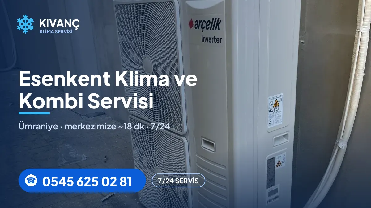 Esenkent klima servisi görseli — Kıvanç Klima saha fotoğrafı ve 0545 625 02 81 telefon numarası