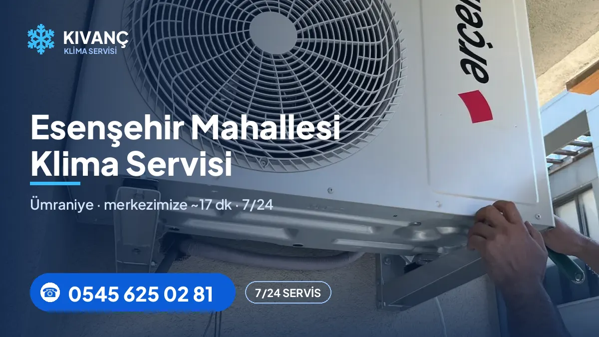 Esenşehir klima servisi görseli — Kıvanç Klima saha fotoğrafı ve 0545 625 02 81 telefon numarası