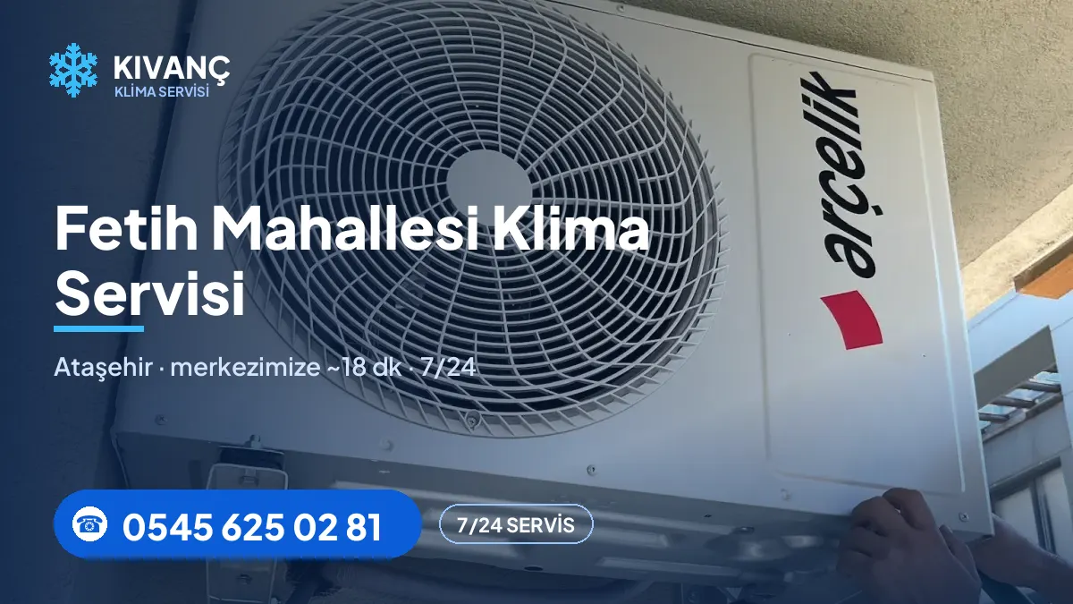 Fetih klima servisi görseli — Kıvanç Klima saha fotoğrafı ve 0545 625 02 81 telefon numarası