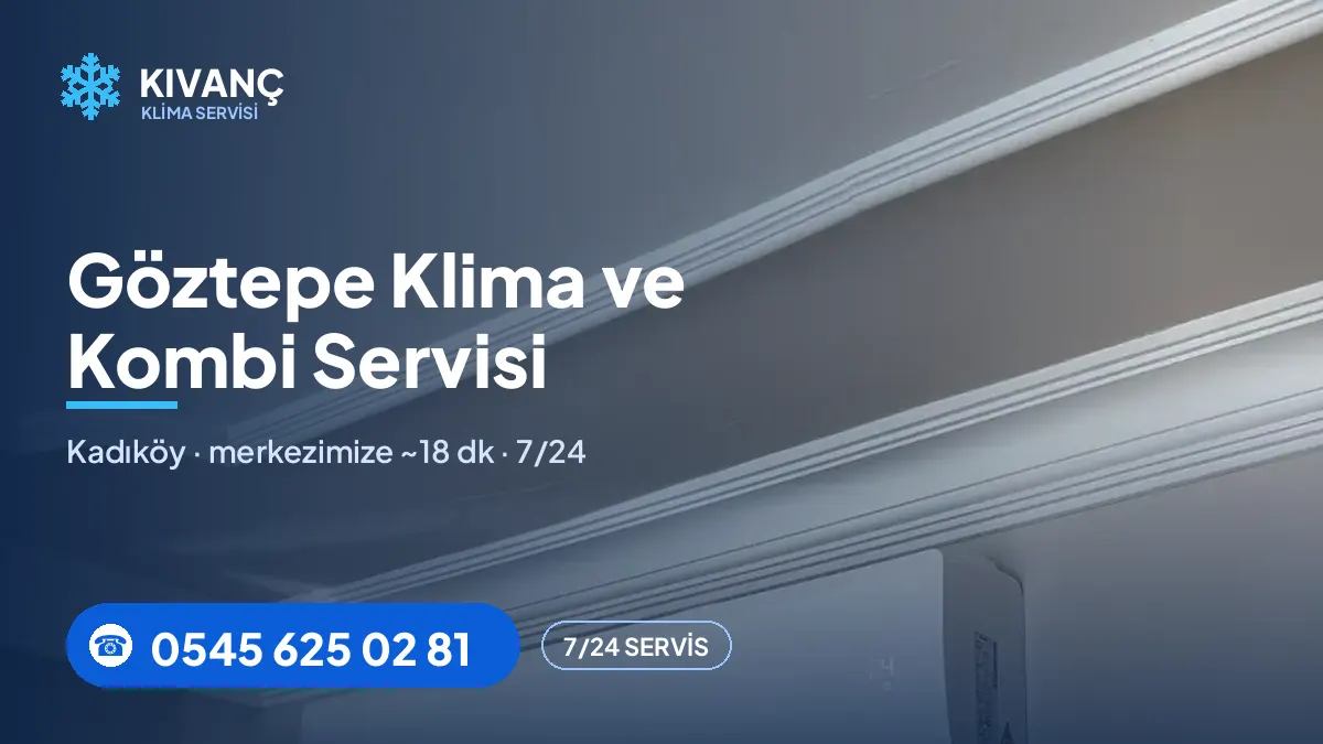 Göztepe klima servisi görseli — Kıvanç Klima saha fotoğrafı ve 0545 625 02 81 telefon numarası