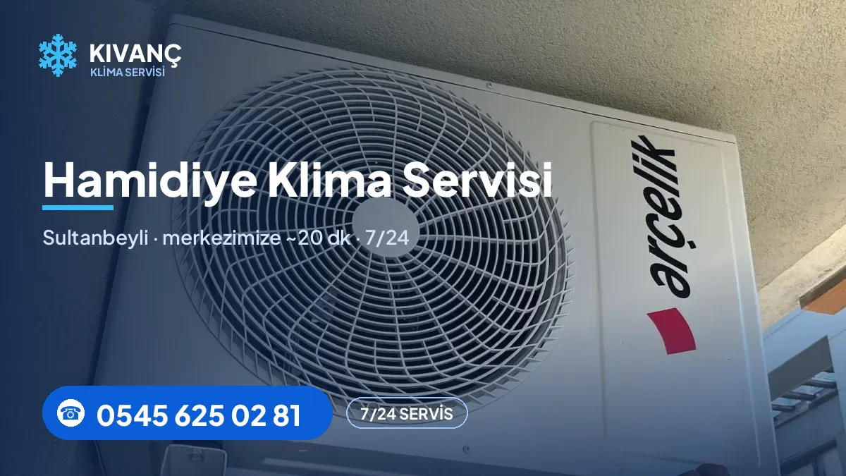Hamidiye klima servisi görseli — Kıvanç Klima saha fotoğrafı ve 0545 625 02 81 telefon numarası