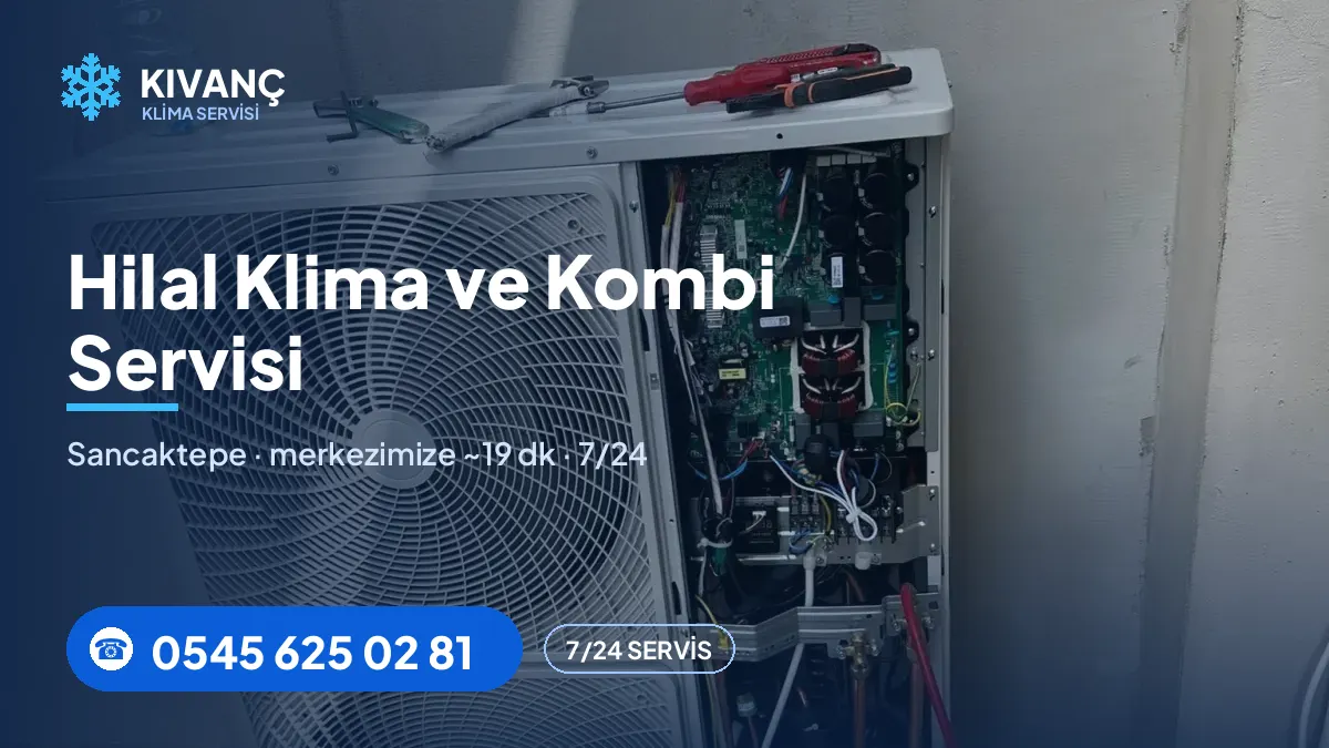 Hilal klima servisi görseli — Kıvanç Klima saha fotoğrafı ve 0545 625 02 81 telefon numarası