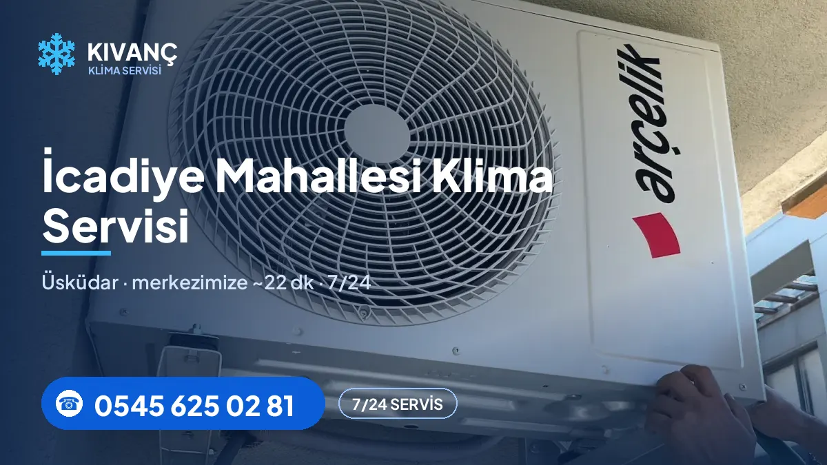İcadiye klima servisi görseli — Kıvanç Klima saha fotoğrafı ve 0545 625 02 81 telefon numarası
