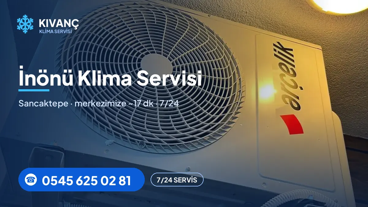 İnönü klima servisi görseli — Kıvanç Klima saha fotoğrafı ve 0545 625 02 81 telefon numarası
