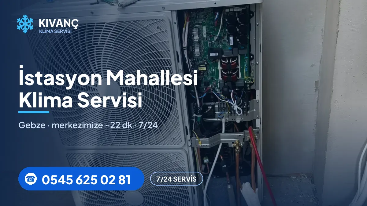İstasyon klima servisi görseli — Kıvanç Klima saha fotoğrafı ve 0545 625 02 81 telefon numarası