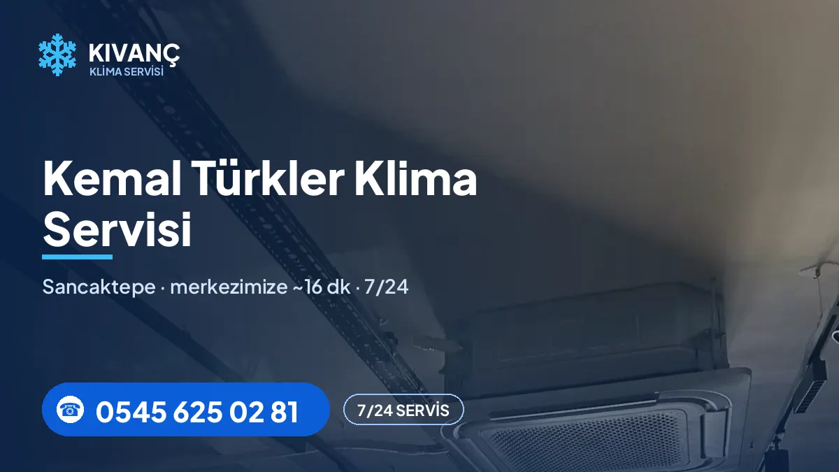 Kemal Türkler klima servisi görseli — Kıvanç Klima saha fotoğrafı ve 0545 625 02 81 telefon numarası