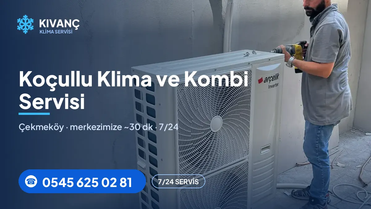 Koçullu klima servisi görseli — Kıvanç Klima saha fotoğrafı ve 0545 625 02 81 telefon numarası