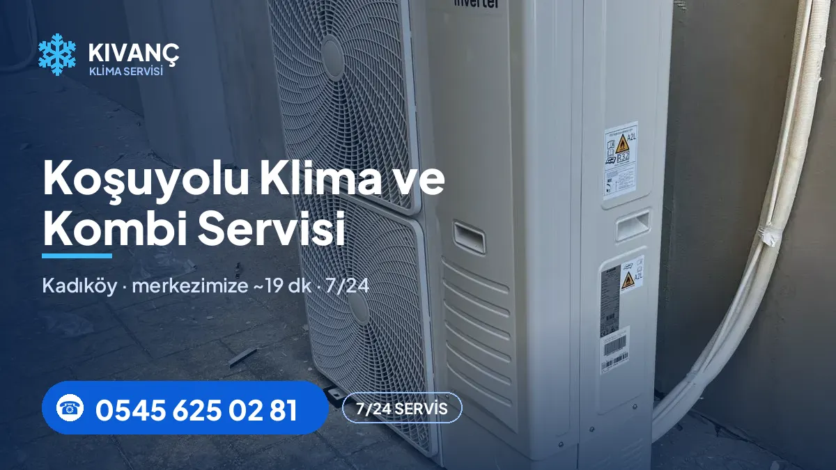 Koşuyolu klima servisi görseli — Kıvanç Klima saha fotoğrafı ve 0545 625 02 81 telefon numarası