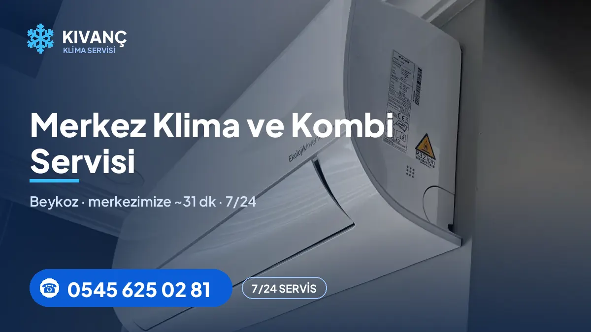 Merkez klima servisi görseli — Kıvanç Klima saha fotoğrafı ve 0545 625 02 81 telefon numarası
