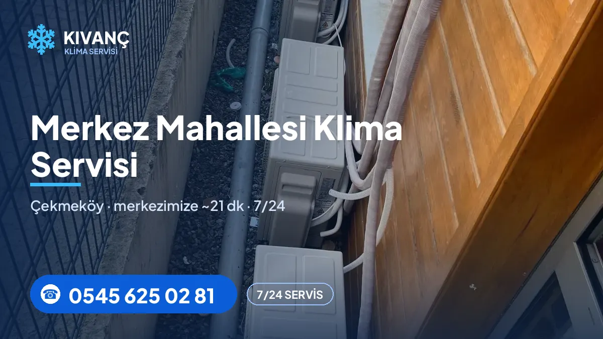 Merkez klima servisi görseli — Kıvanç Klima saha fotoğrafı ve 0545 625 02 81 telefon numarası
