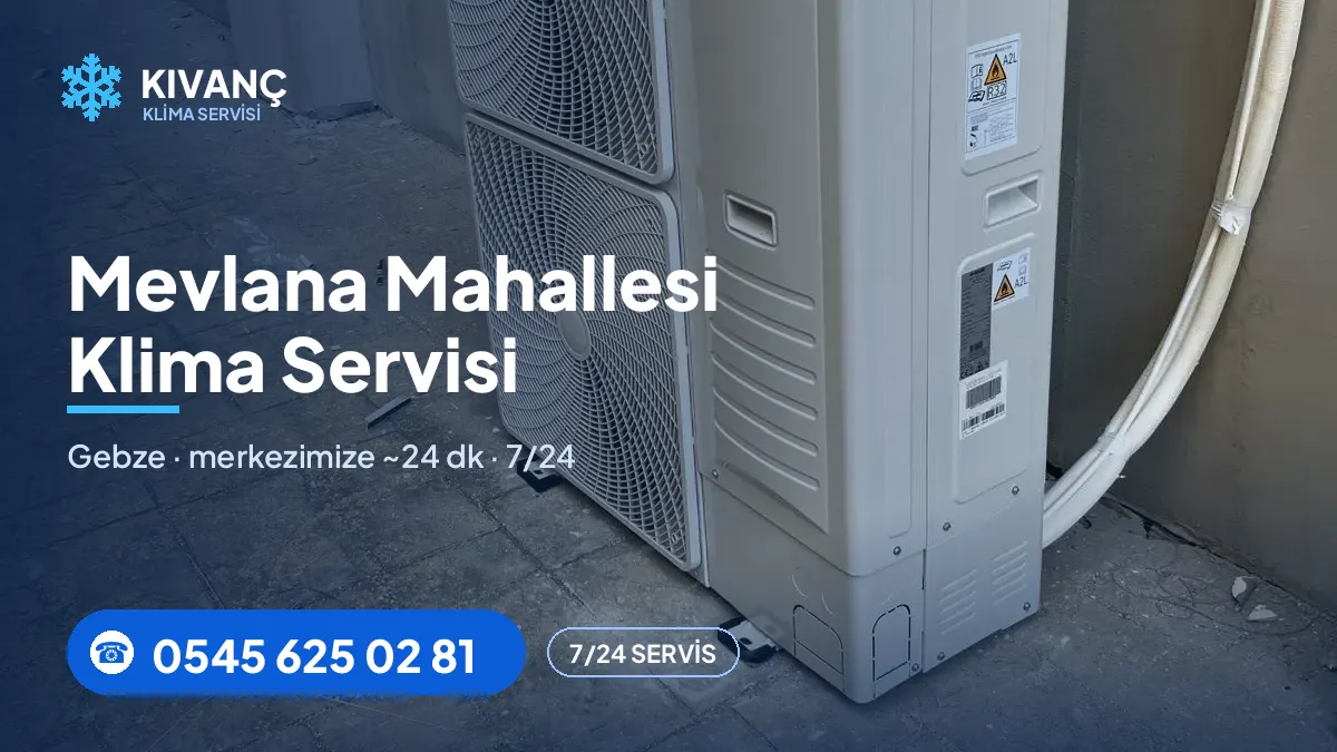 Mevlana klima servisi görseli — Kıvanç Klima saha fotoğrafı ve 0545 625 02 81 telefon numarası