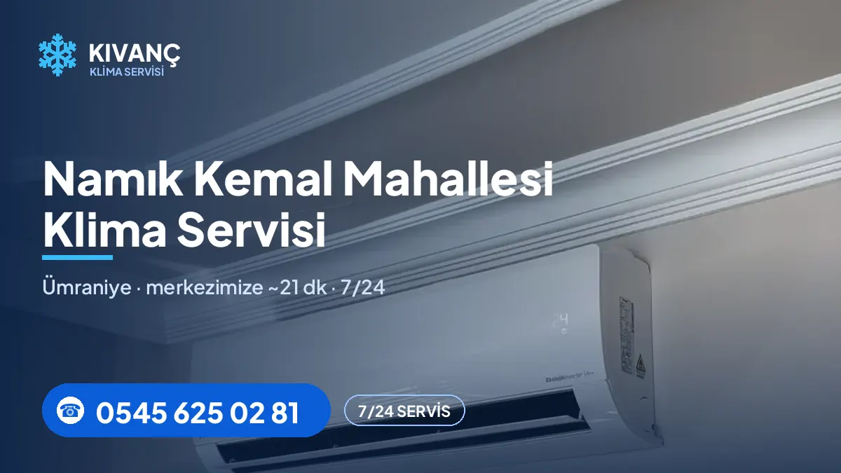 Namık Kemal klima servisi görseli — Kıvanç Klima saha fotoğrafı ve 0545 625 02 81 telefon numarası