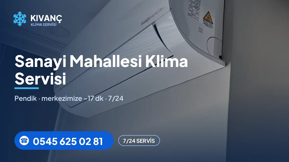 Sanayi klima servisi görseli — Kıvanç Klima saha fotoğrafı ve 0545 625 02 81 telefon numarası