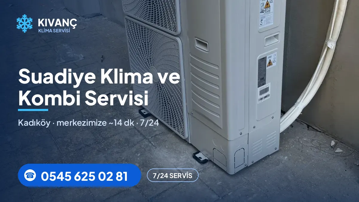 Suadiye klima servisi görseli — Kıvanç Klima saha fotoğrafı ve 0545 625 02 81 telefon numarası