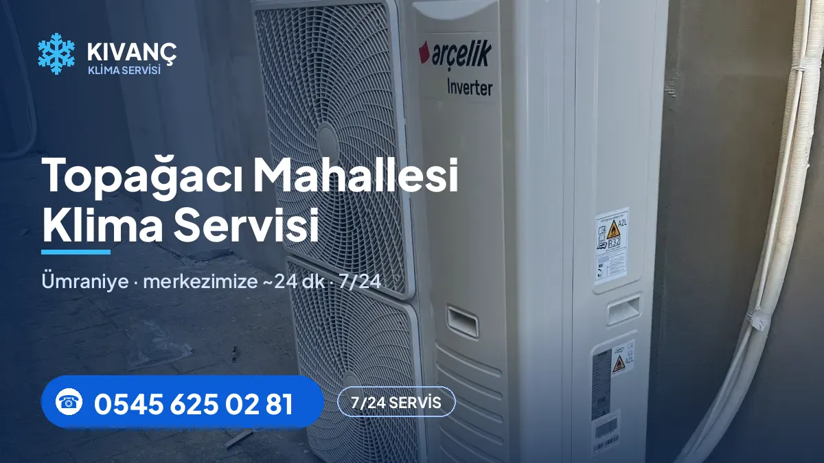 Topağacı klima servisi görseli — Kıvanç Klima saha fotoğrafı ve 0545 625 02 81 telefon numarası