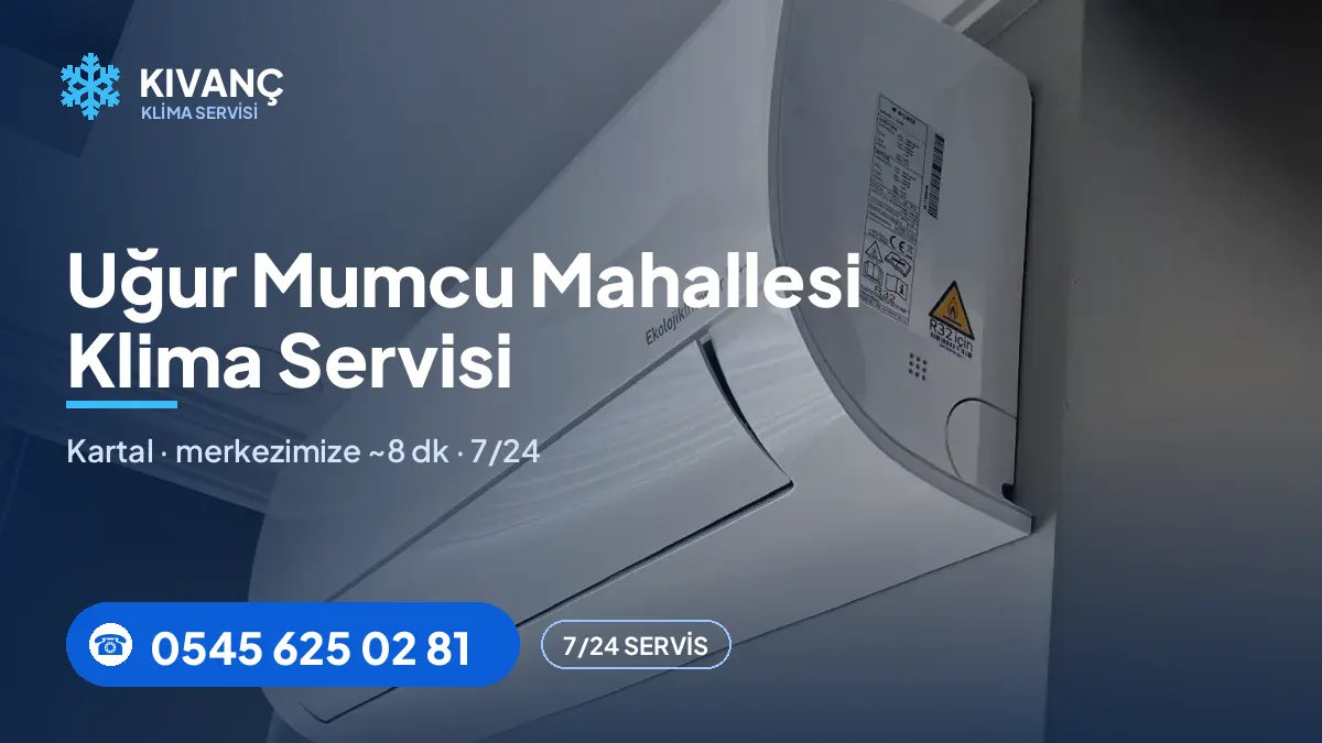 Uğur Mumcu klima servisi görseli — Kıvanç Klima saha fotoğrafı ve 0545 625 02 81 telefon numarası