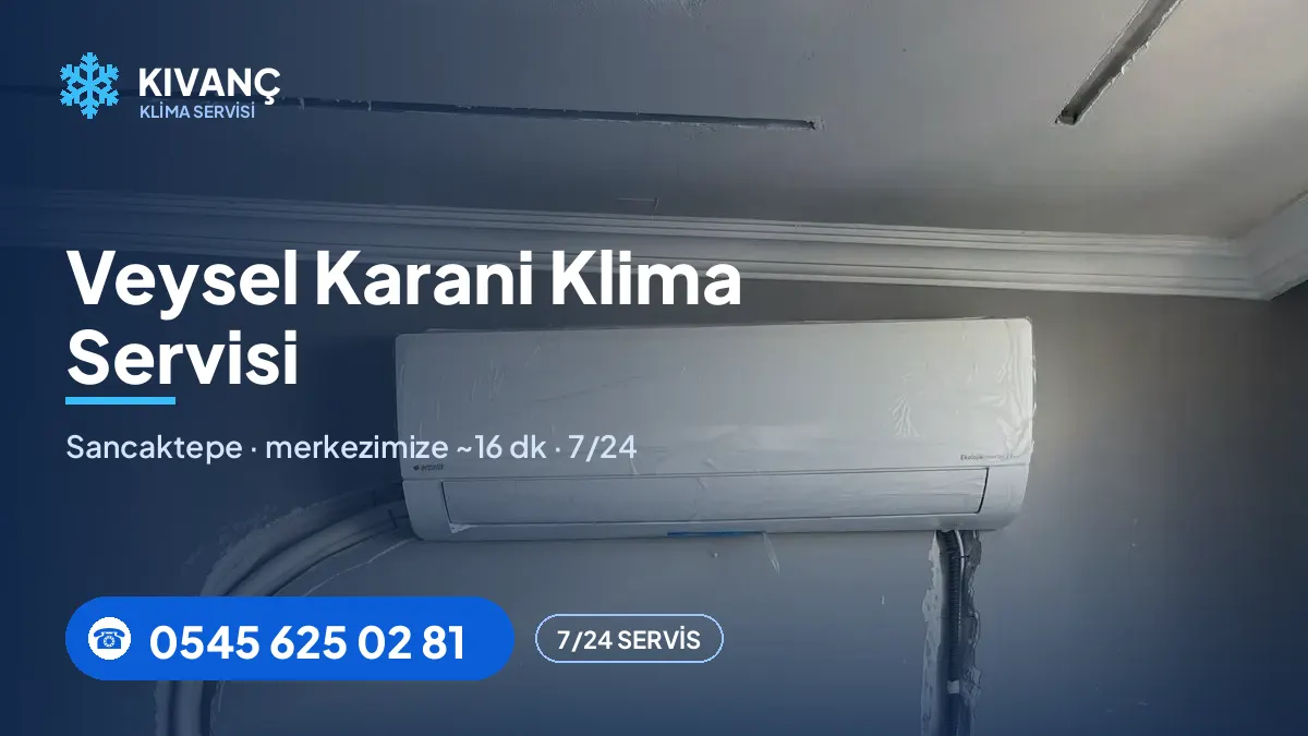 Veysel Karani klima servisi görseli — Kıvanç Klima saha fotoğrafı ve 0545 625 02 81 telefon numarası