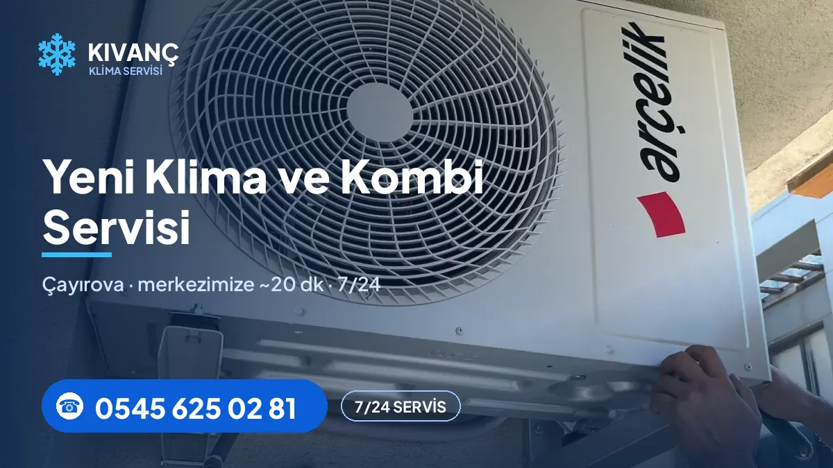 Yeni klima servisi görseli — Kıvanç Klima saha fotoğrafı ve 0545 625 02 81 telefon numarası