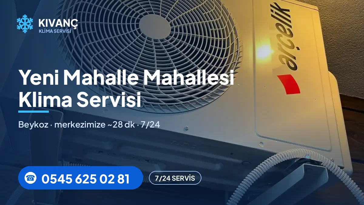 Yeni Mahalle klima servisi görseli — Kıvanç Klima saha fotoğrafı ve 0545 625 02 81 telefon numarası