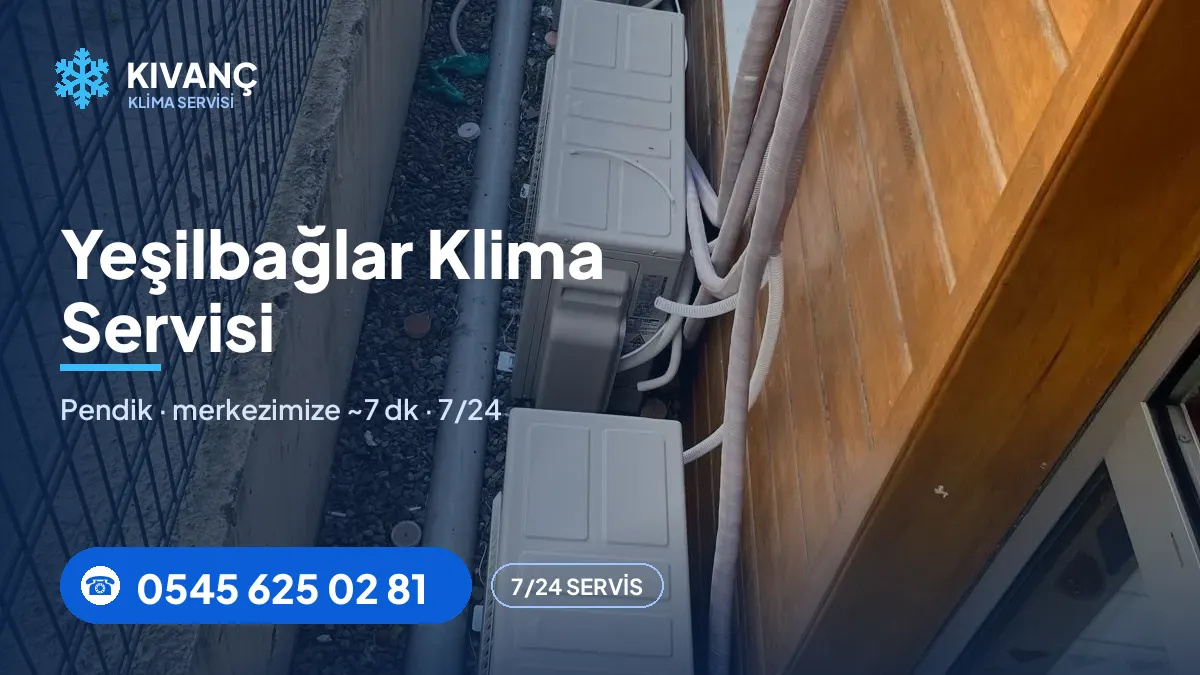 Yeşilbağlar klima servisi görseli — Kıvanç Klima saha fotoğrafı ve 0545 625 02 81 telefon numarası